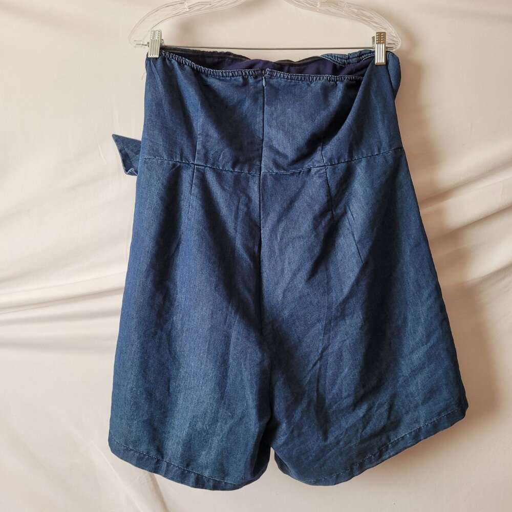 Strapless Denim Jumpsuit Ashley Stewart Romper Size 16 - Picture 3 of 15